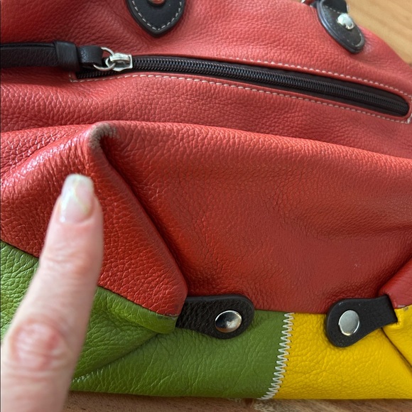 Multicolored Patchwork High Quality Pebbled Leather Purse - Picture 15 of 17